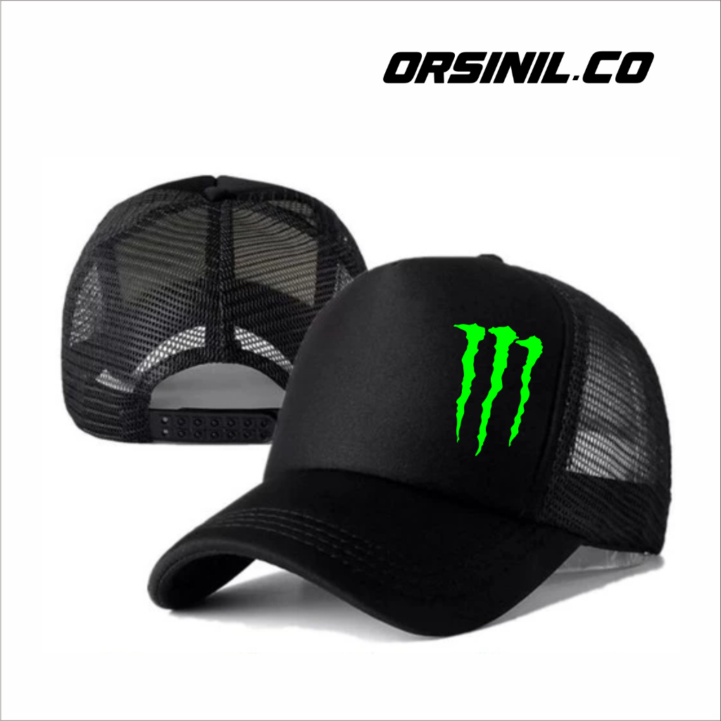 Topi Jaring Trucker Racing Otomotif Monster Logo Simple