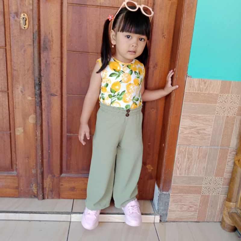 Celana KULOT Anak Crinkle Airflow KANCING Ruffle Tee