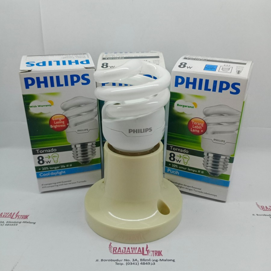 Philips tornado 8w lampu spiral kuning warm white