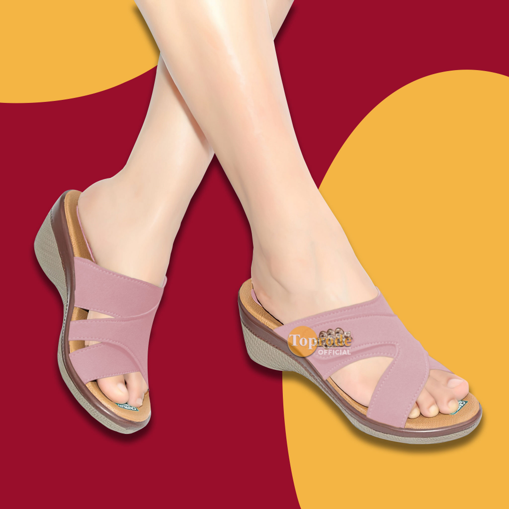 SANDAL WEDGES KEKINIAN MURAH TERBARU CEWEK TINGGI IBU CASUAL SELOP SLOP SLIP SELIP KARET WANITA TC19