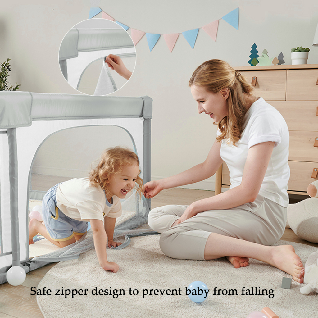 Baby Playpen Fence pagar bayi rangka baja tahan karat pagar mainan anak Safety Playpen Big Play Fence Bed Fence