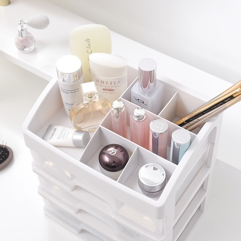 Rak Kosmetik Laci /  Kotak Makeup Storage / Tempat Penyimpanan Alat Tulis Stationery Organizer / Rak Kosmetik Mini Drawer Storage / Rak Serbaguna / Kotak Penyimpanan Skincare