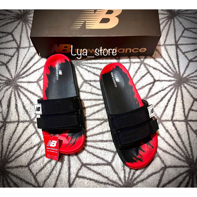 SENDAL SLIP_ON PRIA/WEANITA  SENDAL CASUAL TALI WEBING/PREPET WARNA FREE BOX+PAPERBAG COMFORT BLACK RED