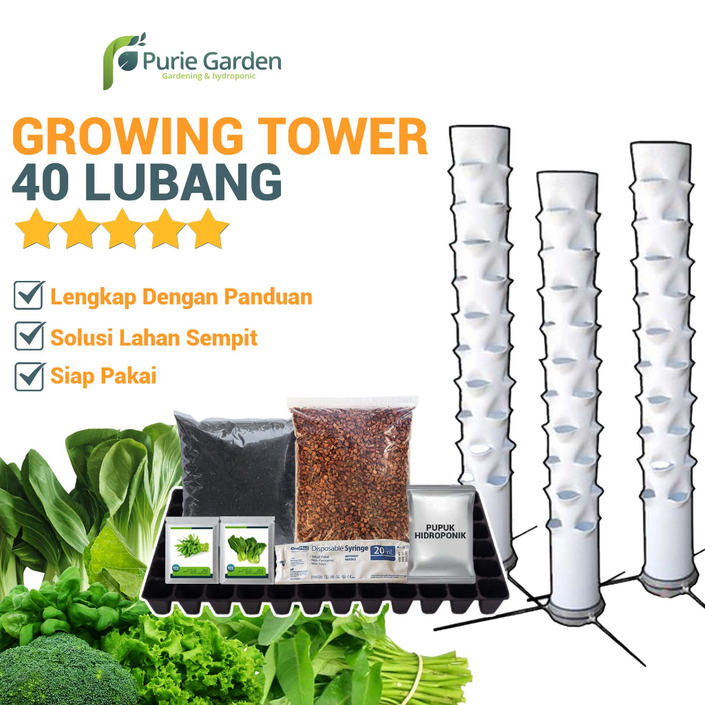 Portable Growing Tower 40 Lubang Tanam PG KDR