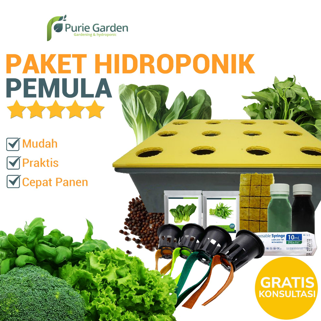 Paket Hidroponik Kit Wick System Lengkap Siap Berkebun PG KDR