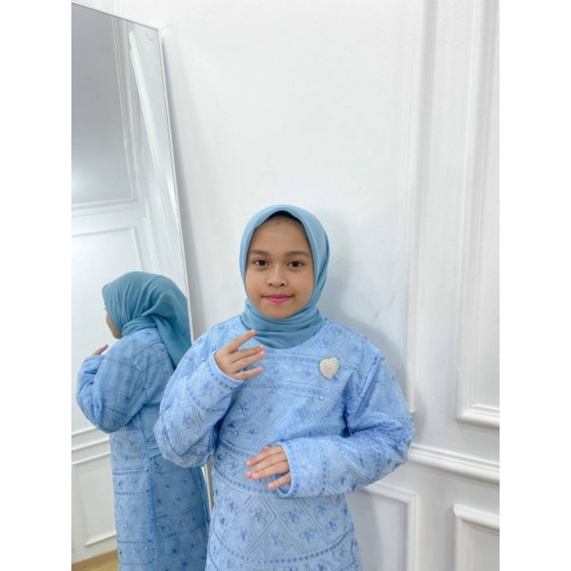 PB Prilly Busana - ALINDA ANAK DRESS DUYUNG TILE BORDIR MIX CERUTY MALAYSIA - GAMIS COUPLE IBU ANAK - GAUN SERAGAM MOMS KIDS - GAUN ANAK - GAUN ANAK PESTA