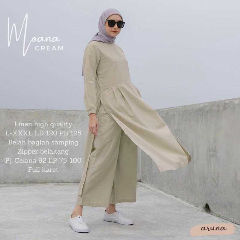 Moana Setelan Wanita Celana Kulot One Set Aruna Jumbo Ld 120 [ READY COD ]