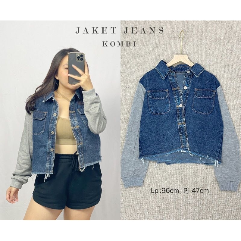 MDLV ~ JAKET JEANS COMBI JAKET JEANS KOMBINASI JAKET JEANS CEWEK JAKER JEANS GOOD QUALITY FASHION WANITA IMPORT