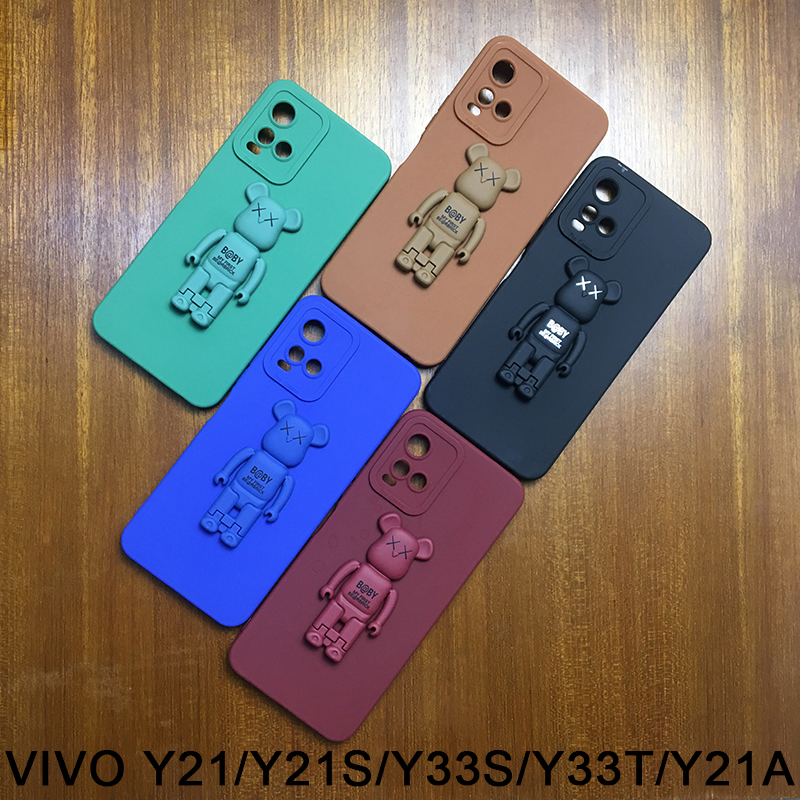 Holder SoftCase VIVO Y21 VIVO Y21S VIVO Y21A VIVO Y33S VIVO Y33T VIVO Y15S VIVO Y15C VIVO Y01 VIVO Y73 Casing Stand Bentuk Beruang Penyangga Hp Soft Case