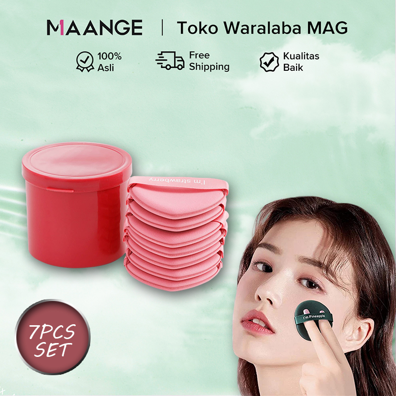 MAGEFY 7 Pcs/Set Powder Puff Bantalan Udara Kepulan Bedak  Kering Basah Penggunaan Ganda Alat Rias 3 Warna Premium1306