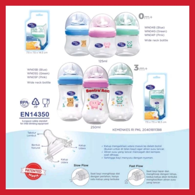 Baby Safe Botol Susu Wide Neck Karakter 125ml 250ml / Baby Safe Wn004 Wn005