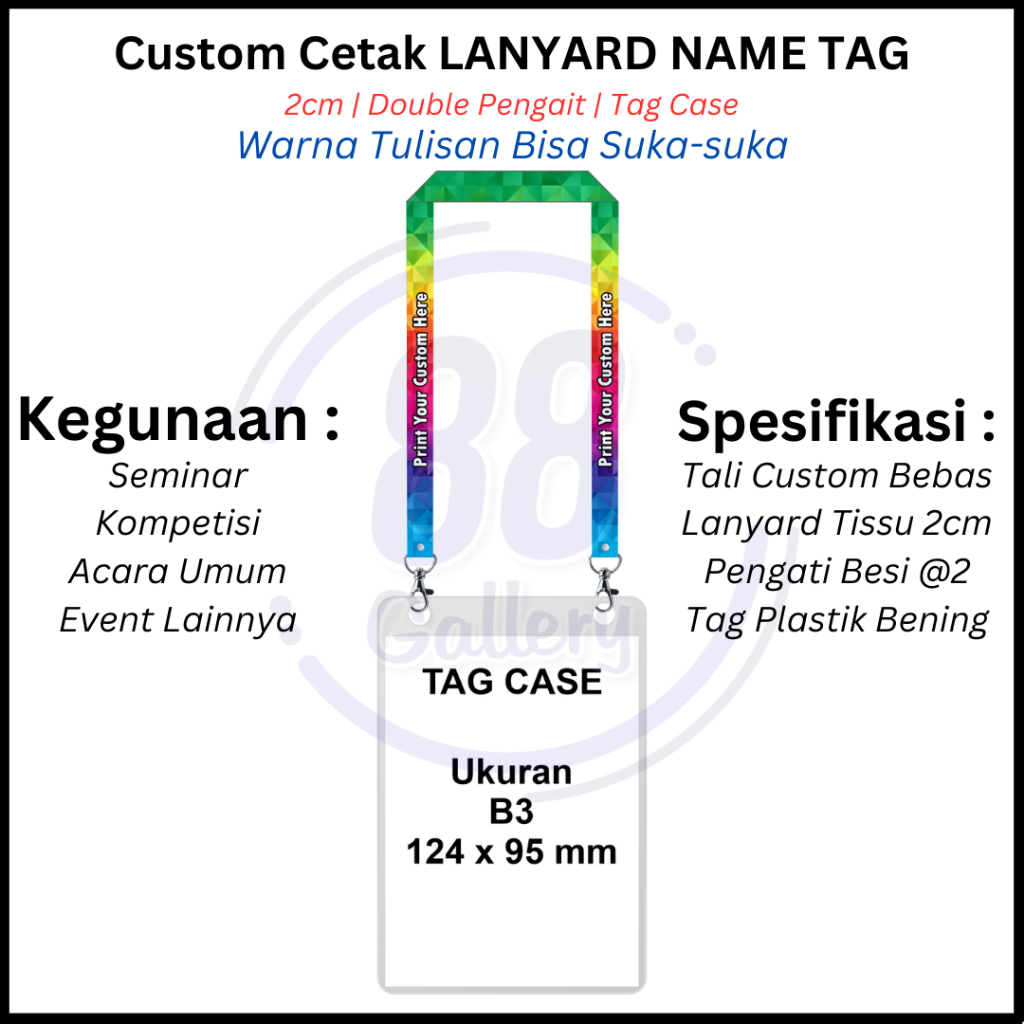 

[2cm] Cetak Custom Tali Lanyard Name Tag Dada / Kalung Name Tag ID Panitia