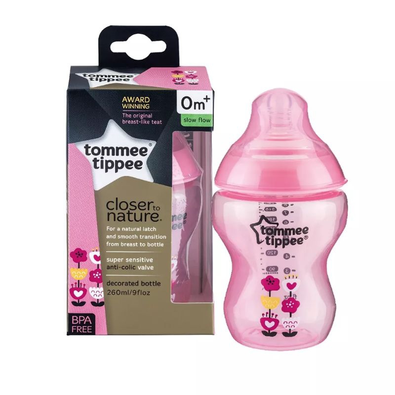 Tomme Tippe Botol PP Close to Nature Pink 0m+ 260ml/9oz - Botol Susu Bayi