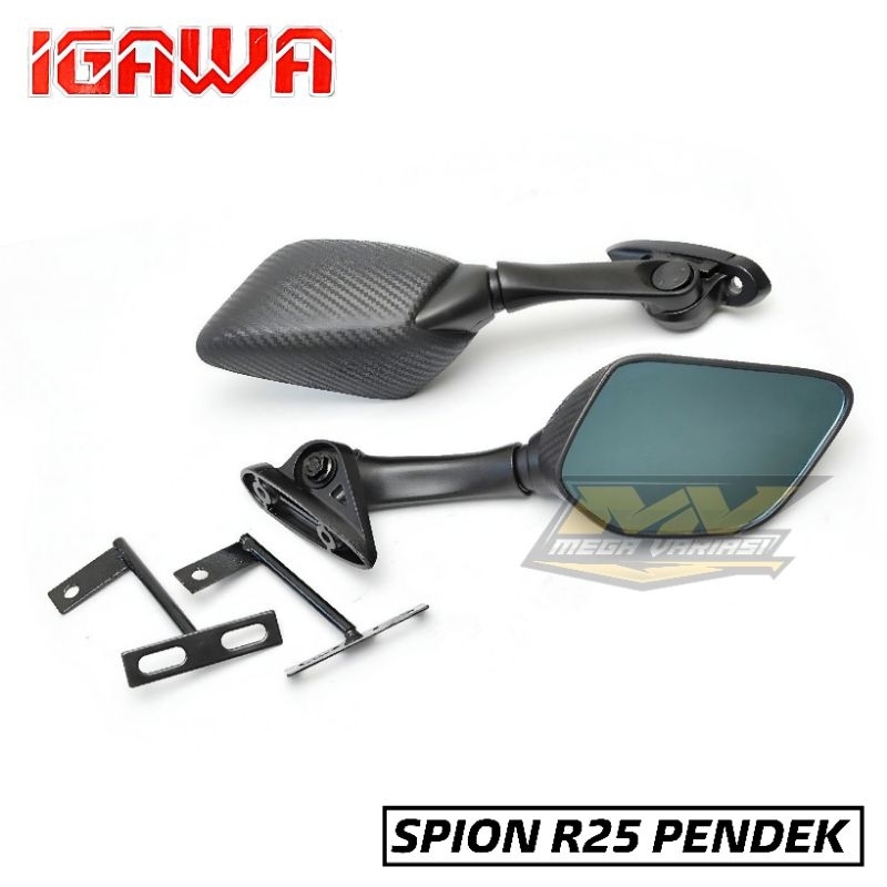 SPION R15 TANGKAI PENDEK CARBON SPION R25 TANGKAI PENDEK KARBON KACA BIRU NMAX NINJA 150 CB150 DLL