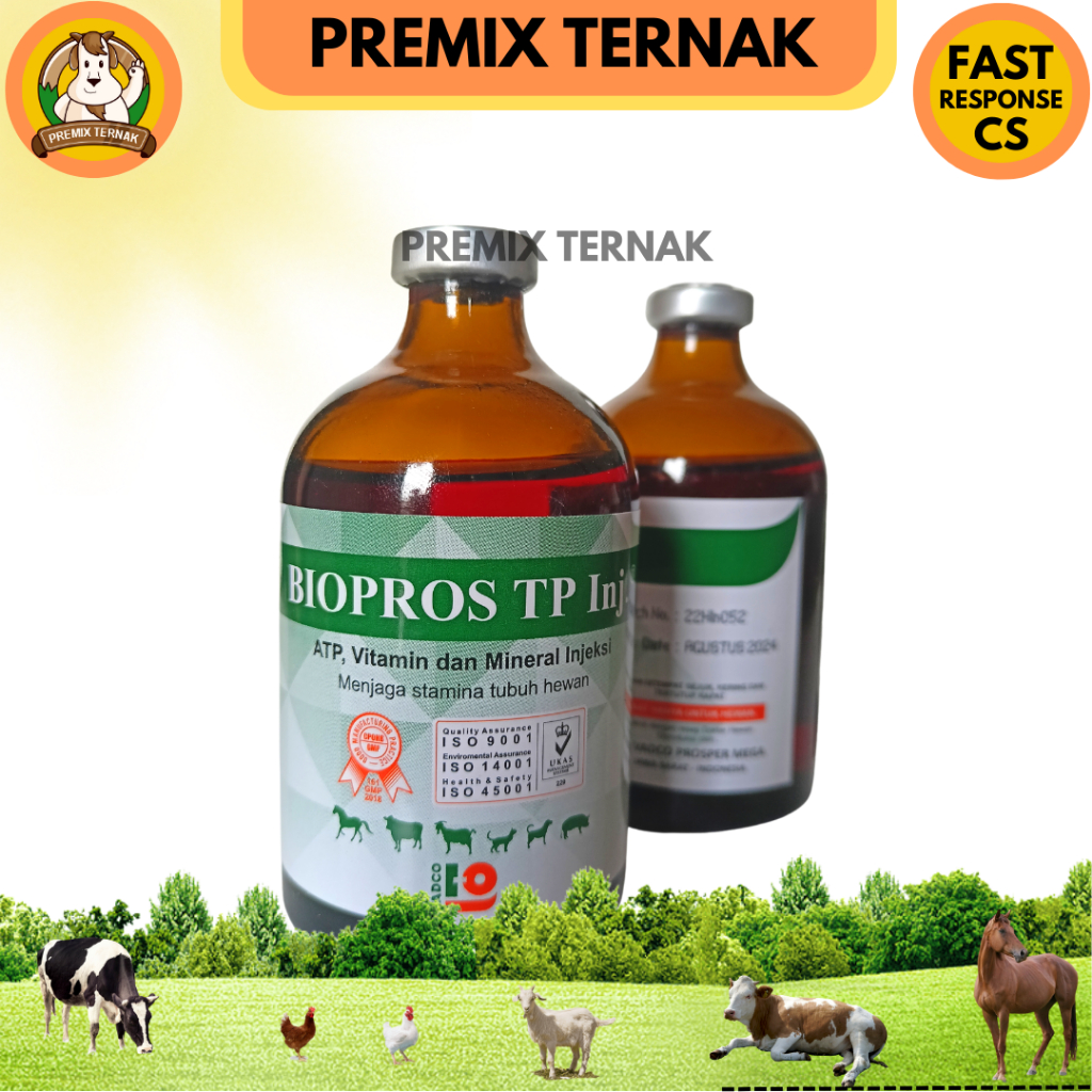 BIOPROS TP INJ 100ml By VADCO - MENJAGA STAMINA TUBUH HEWAN ( ATP LEBIH TINGGI )