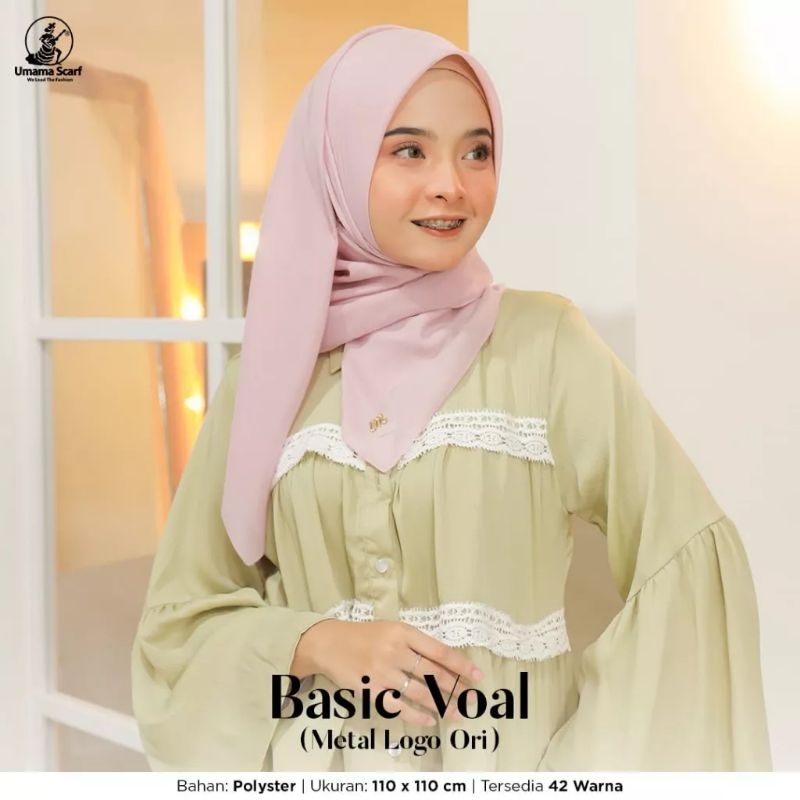 Jilbab Basic Voal Icon Metal Logo Plat Gold Kerudung Voal Umama 110x110cm