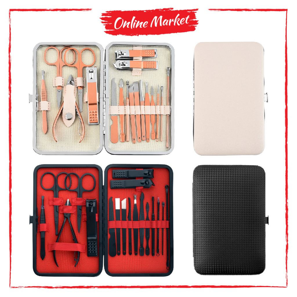 18 Pcs/Set Perawatan Kuku Premium dengan Pouch - Manicure &amp; Pedicure - Gunting Kuku dan Alis