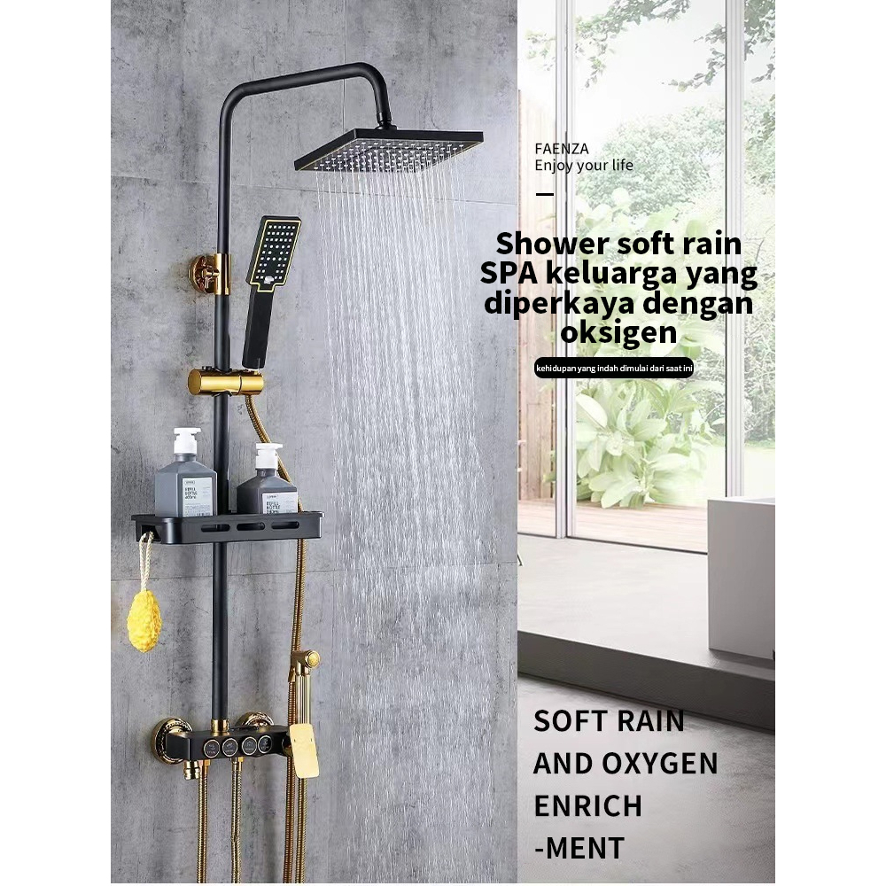 Shower set 4 Fungsi Panas-Dingin Dengan Faucet/Shower Kamar Mandi 4 Dalam 1 Set Dengan Faucet / Set pancuran tembaga lengkap