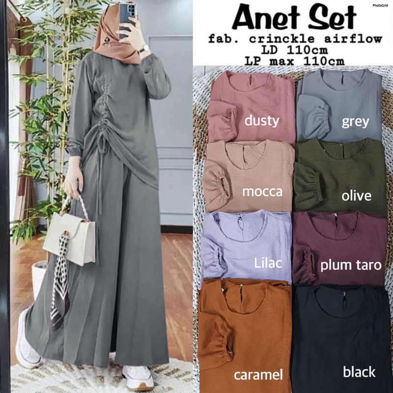 Anet Set - SetCel One Set Kulot Crinkle Premium Terbaru  Setelan Wanita Crinkle / 539-7202