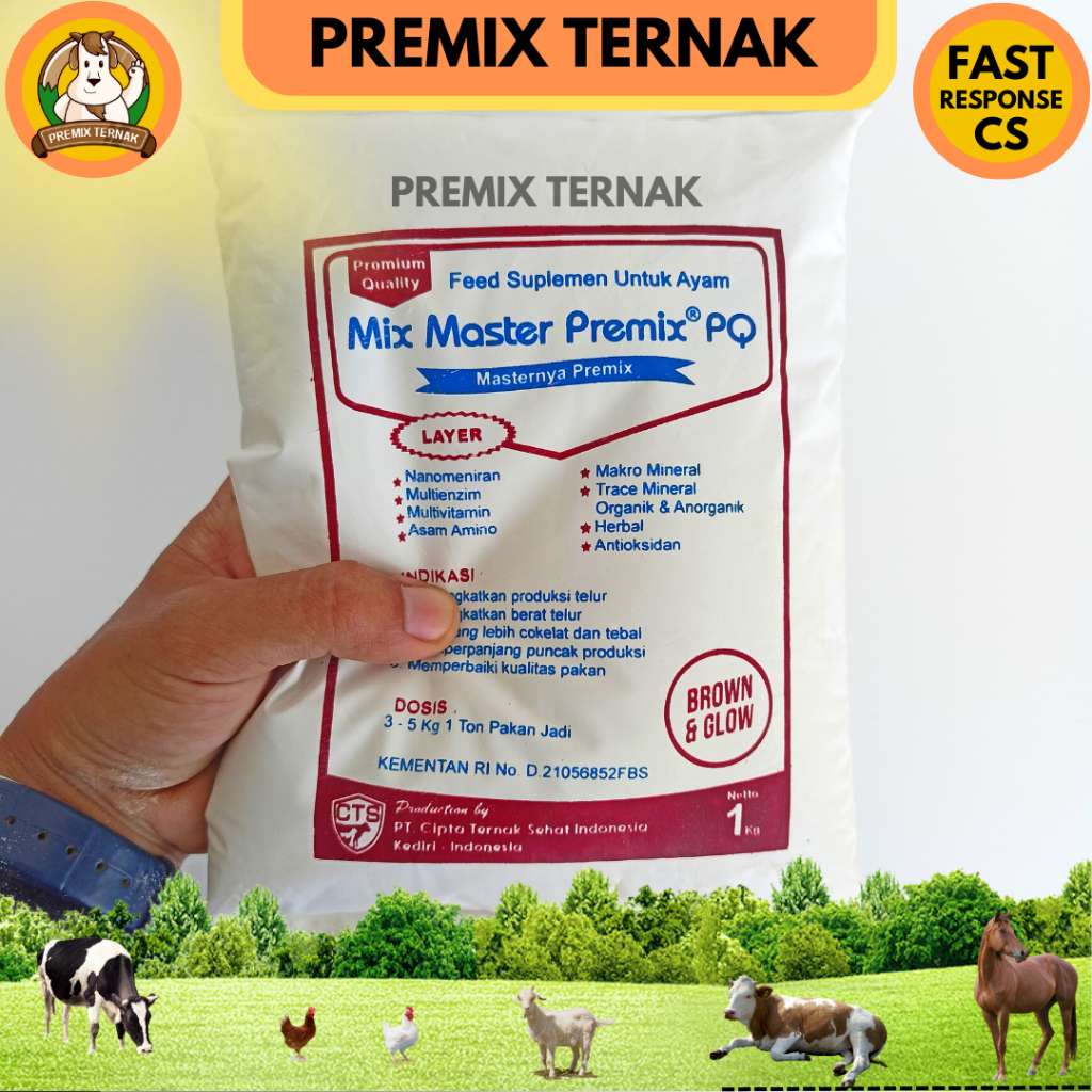 MIX MASTER PREMIX AYAM PETELUR 1kg - Suplemen Pemacu Produksi dan Kualitas Telur - Premix Ayam Petelur PREMIUM QUALITY