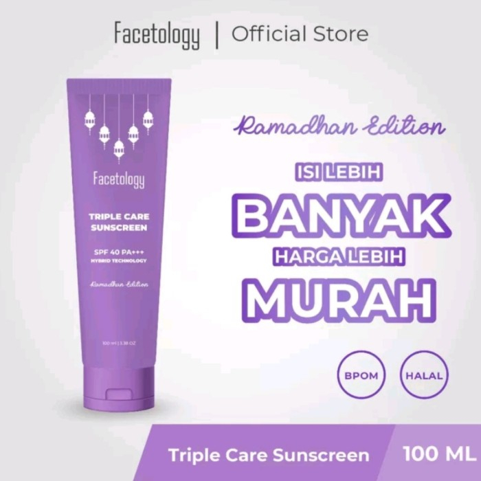 FACETOLOGY TRIPLE CARE SUNSCREEN SPF40 SUNBLOCK WAJAH FACE SUN 100ML