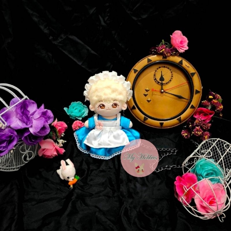 Baju Boneka 20cm Alice Dress Maid Blue Jeonghan Seventeen 20 cm Doll Kpop Gaun Ribbon Bando Pita Pit