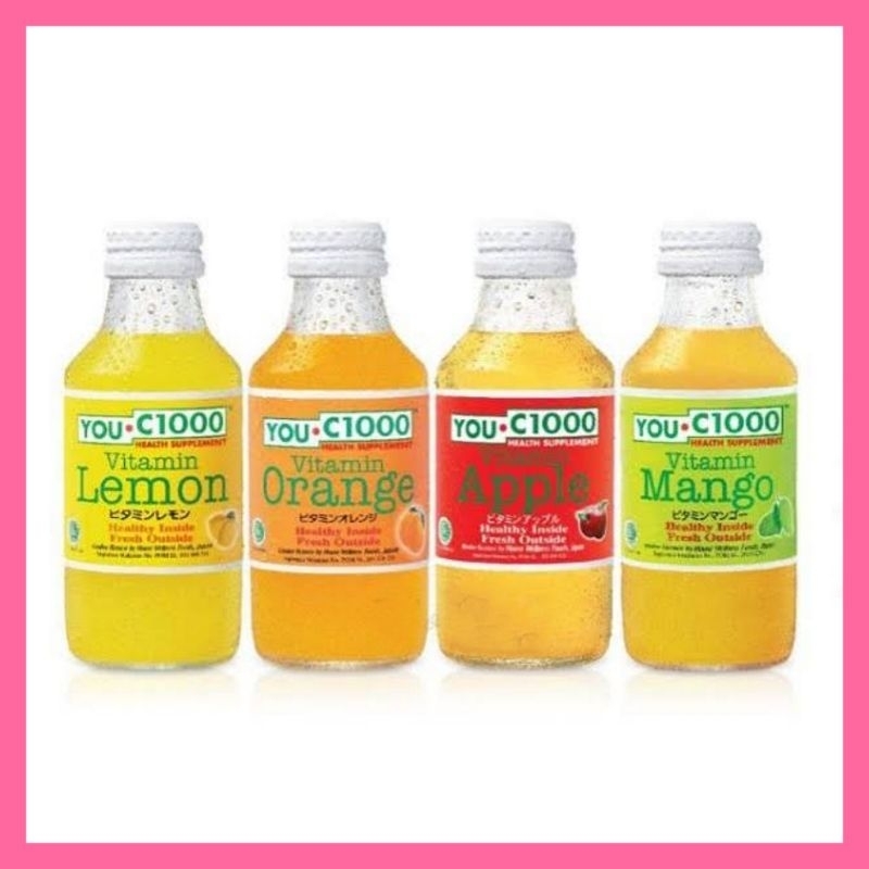 

you c1000 botol kaca vitamin orange lemon mango 140ml