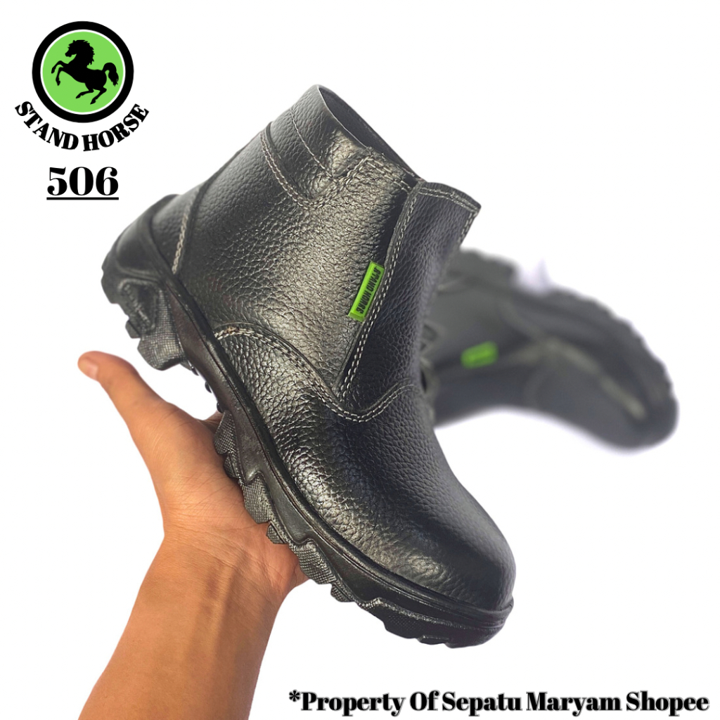 Sepatu Pria Septi Ujung Besi Safety Shoes Kulit Asli Sepatu Proyek Tambang Lapangan Safty Boots SNI