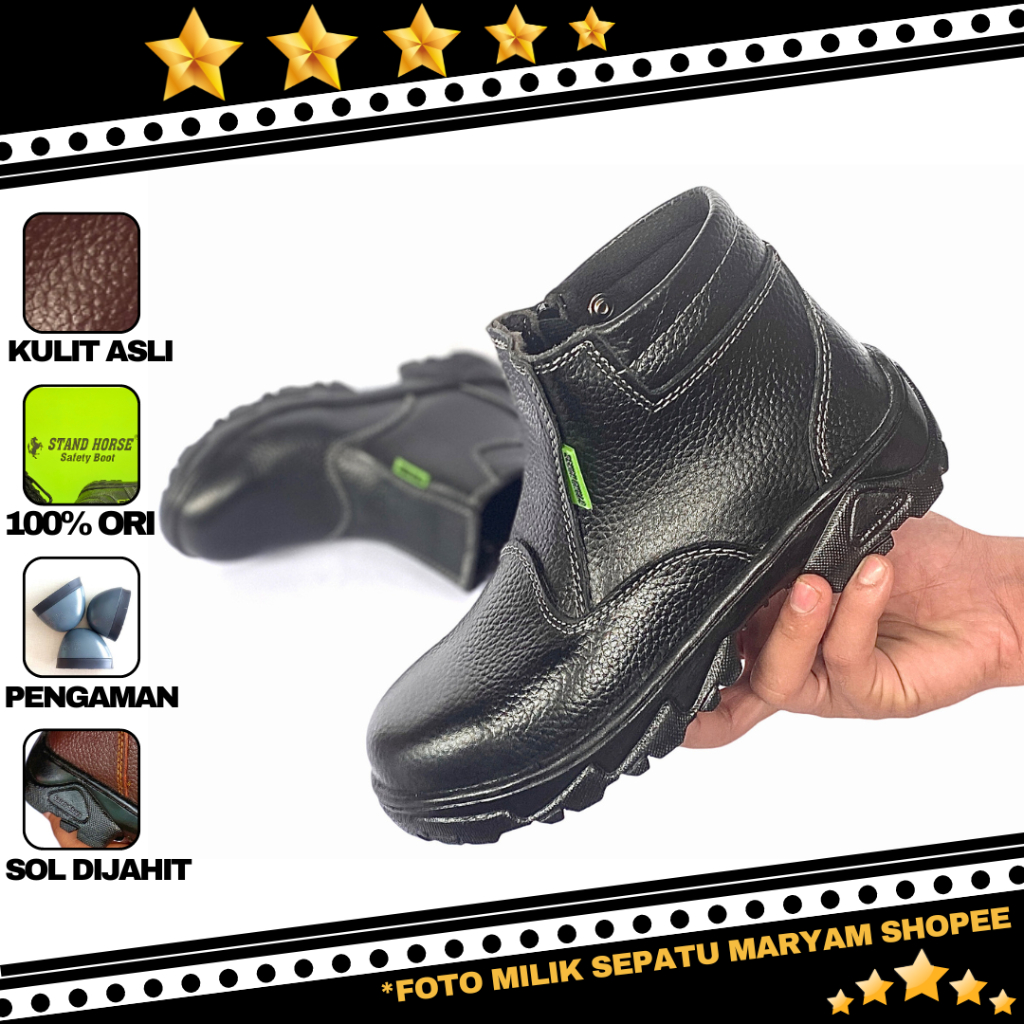 Sepatu Safety Pria Safety Boots Kulit Asli Septi Ujung Besi Sepatu Septy Sefty Cowok Safety Kitchen