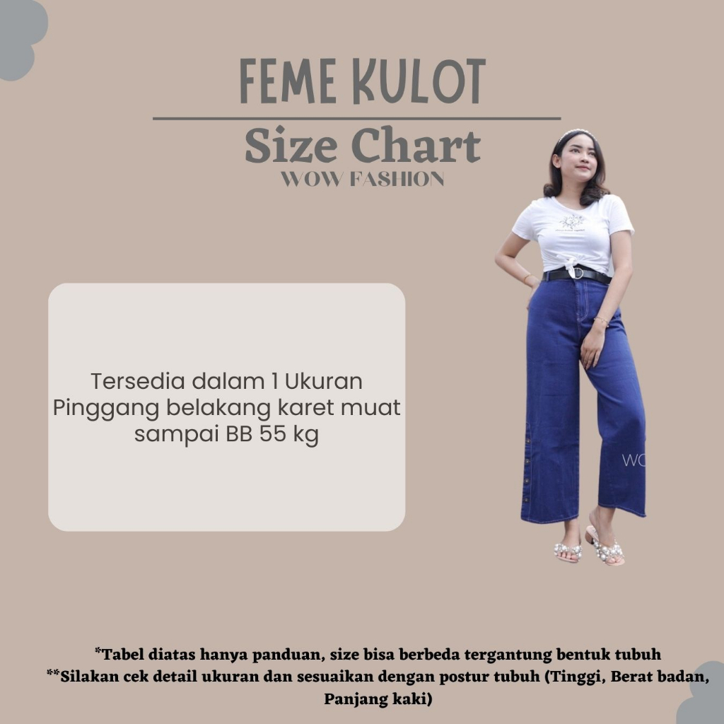 WOW-Feme Kulot Jeans Kancing Samping Bawah/Celana Kulot Jeans/kulot Jeans Wanita