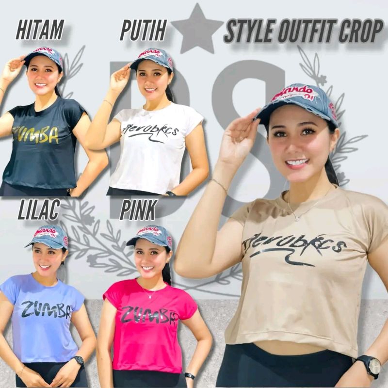 Atasan crop senam aerobic / atasan crop zumba