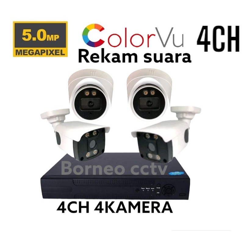 PAKET CCTV COLORVU 5MP 4 CHANNEL 4 KAMERA AUDIO COLORVU 1080P