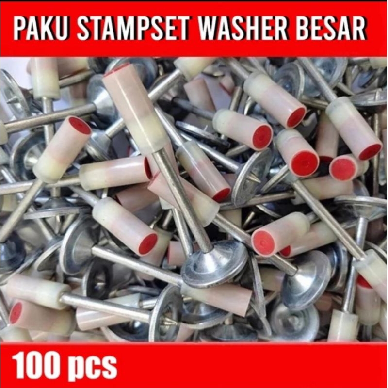 Paku Washer besar Paku stampset Isi 100 Pcs Paku beton refil Paku baja Plafond