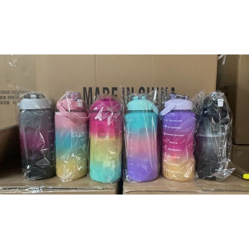 DEOSOFFICIAL -- BOTOL MOTIVASI GRADASI PELANGI VIRAL 3IN1 2L+1L+800 ML BM266 1 SET