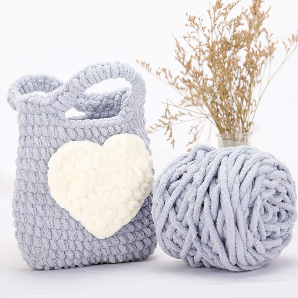 BENANG RAJUT CHENILLE/ CHENILLE YARN/ BENANG RAJUT HANDUK 1 PLY ABU MUDA