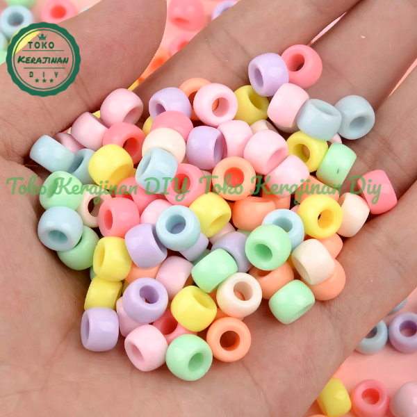 50 Pcs Manik Manik Mote Stoper Pastel Lubang Besar