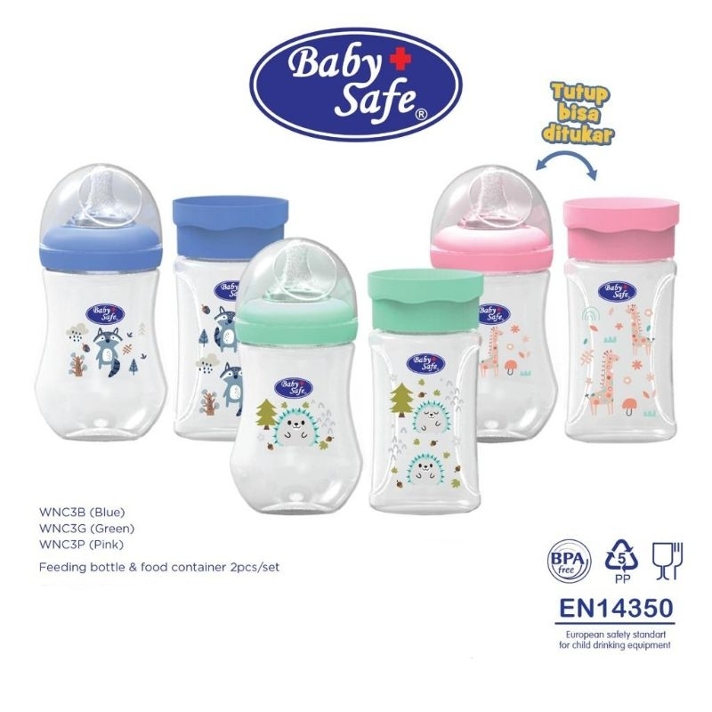 Baby Safe WNC3 Botol Susu Wide Neck dan Wadah Makanan MPASI 250 ml