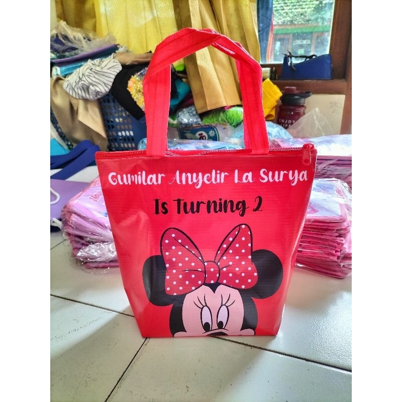 Bingkisan  Snack ulang tahun anak Tas ulang tahun anak resleting Tas ultah custom free desain