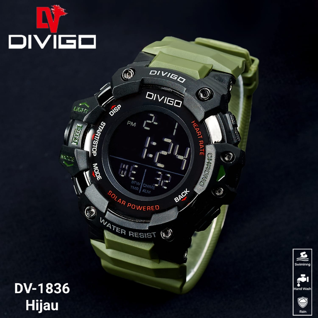Jam tangan Pria Divigo Digital Sport 1836 Strap Rubber Original Tahan Air-2