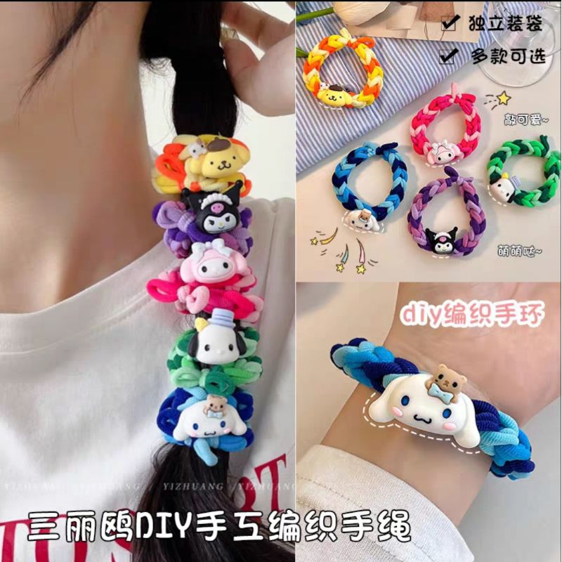 Ikat Rambut Scrunchie Gelang Ikat Rambut Lilit Karakter Impor Dengan Aksesoris Boneka Kecil Ikat Rambut Ponytail Kunciran Pita Korea Plush Doll Scrunchies