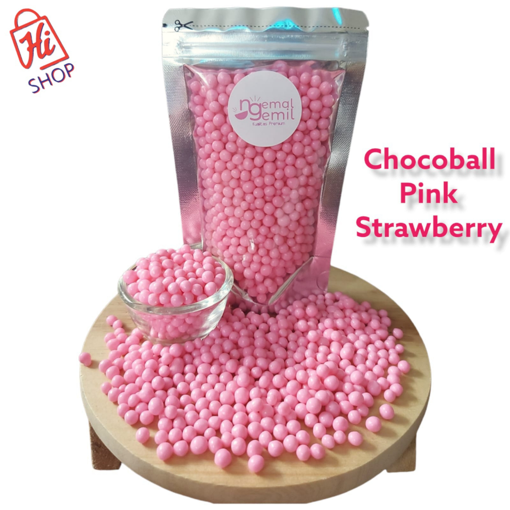 

Pouch Chocoball Pink Strawberry Sprinkle Bola Pink Topping Donut Kue Bolu Kualitas Premium