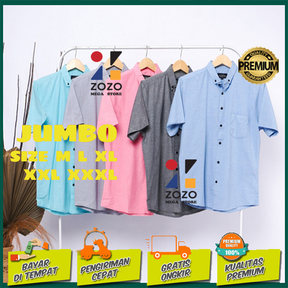 Kemeja Polos Lengan Pendek / Kemeja Pria Lengan Pendek Krem Coksu Khaky Cream Jumbo XXL