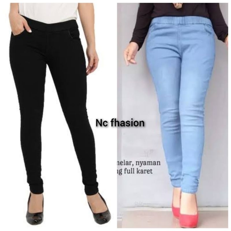 CELANA JEGING JEANS PINGGANG FULL KARET BAHAN JEANS TERMURAH