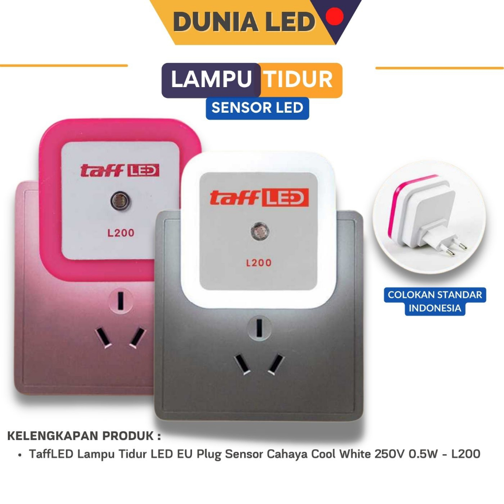 Lampu Tidur LED Otomatis TaffLED dengan Sensor Cahaya EU Plug Hemat Energi