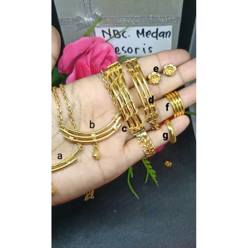 Kalung bambu dan gelang bambu lapis emas 24 k