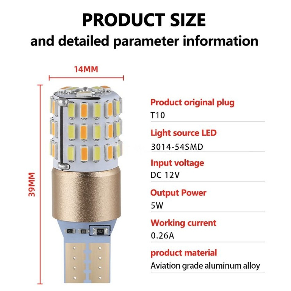 Lampu LED T10 2 mode 2 warna 2in1 3014 54titik led - Bisa Sein dan Senja MOTOR (SENJA + SEIN) SUPER TERANG - (sein aerox nmax vario dll) SEPASANG !!