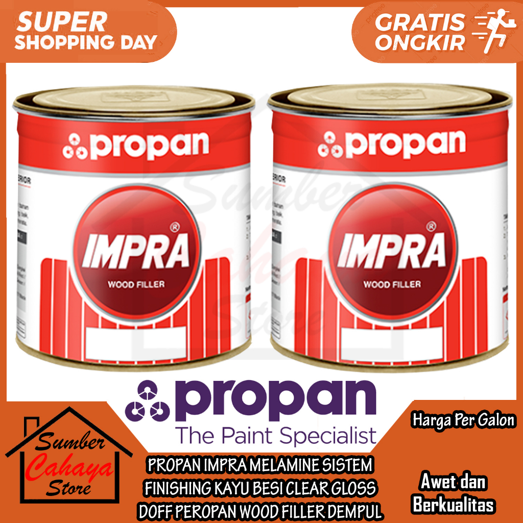 PROPAN IMPRA MELAMINE SISTEM FINISHING KAYU BESI CLEAR GLOSS DOFF PEROPAN WOOD FILLER DEMPUL DEMPOL 