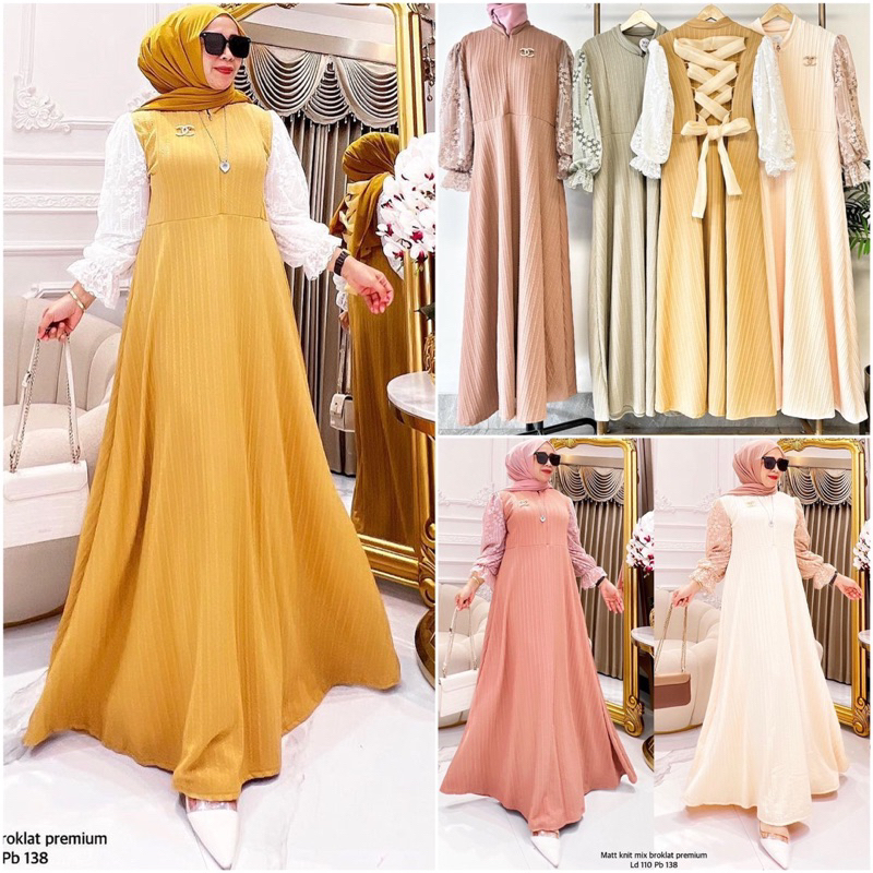 TATAOS BANGKOK BY NILA NAMIRA DRESS GAMIS KNIT RAJUT STRECH MIX LACE BRUKAT IMPORT