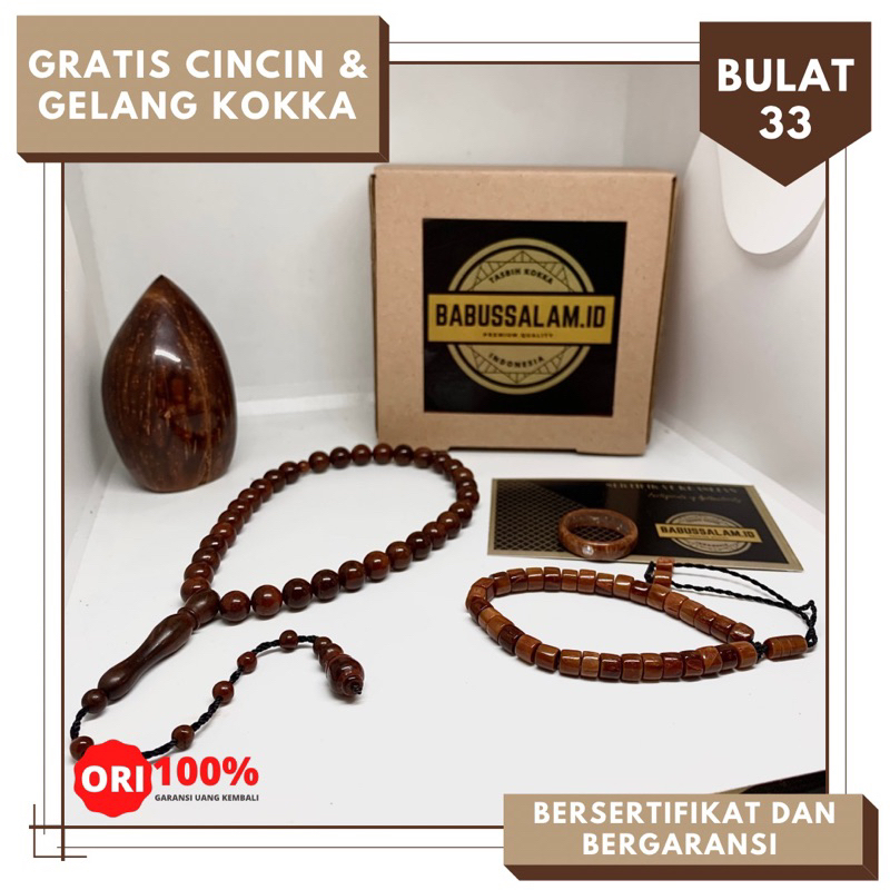 Tasbih Kokka Asli Bersertifikat Keaslian 33 Butir Tasbih Kaukah Kokkah Koka Kaokah