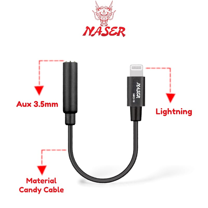 NASER SPLITER LIGHTNING TO AUX 3.5MM NRO-10 / Adaptor Cable Lightning To jack 3.5mm Audio Converter